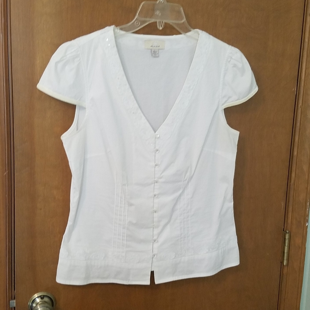White cap sleeve cotton blouse